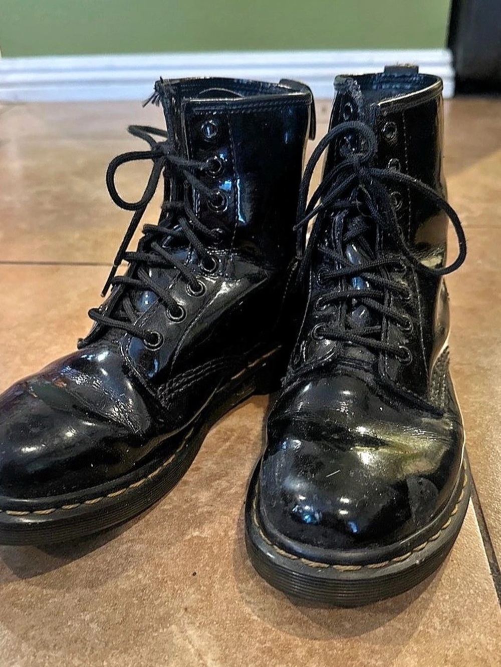 Dr. Martens 1460 Patent Leather Lace Up Boots Black